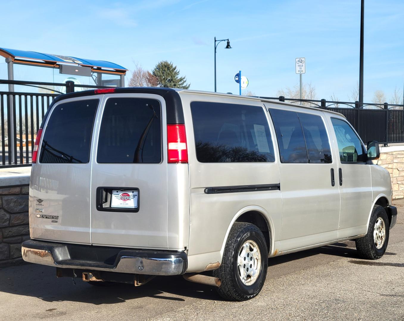 2007 White /Tan Chevrolet Express Express (1GNFH15Z471) with an 5.3L V8 engine, 4 Speed Auto transmission, located at 450 N Russell, Missoula, MT, 59801, (406) 543-6600, 46.874496, -114.017433 - Runs well. Shifts great. AWD works Perfectly. But... Has a few dash lights on. (ABS, Check Engine and Airbag) Seats 11. 5.3L V8. 4 Speed Automatic Transmission. Front and Rear Climate Control. AM FM CD Player. Power Windows and Locks. Because of the Miles, Financing is NOT Available. - Photo#1